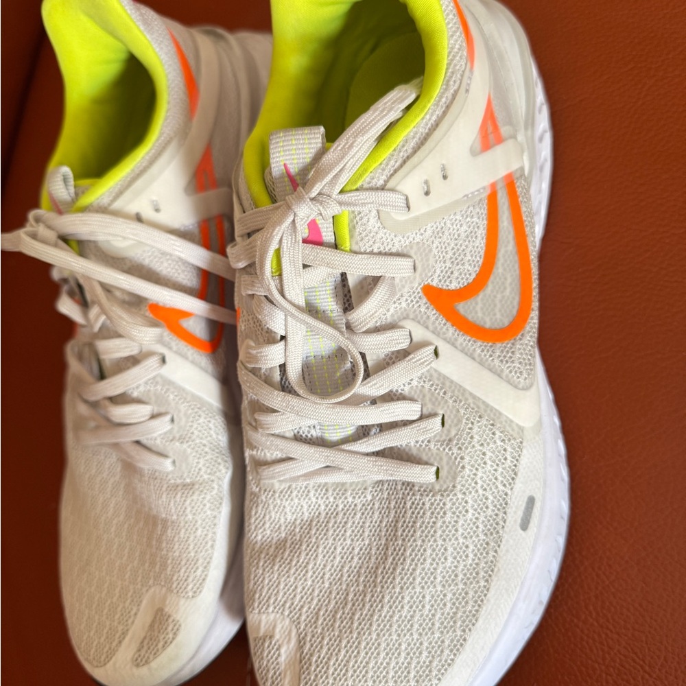Nike White and Neon Orange Sneakers